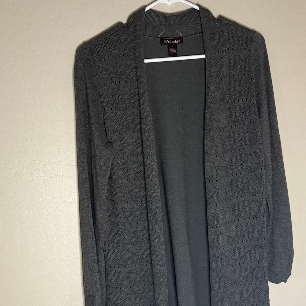 Gray Open-Front Cardigan - Picture 2 of 11